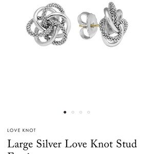 Large Silver Love Knot Stud Earrings. New, never worn.